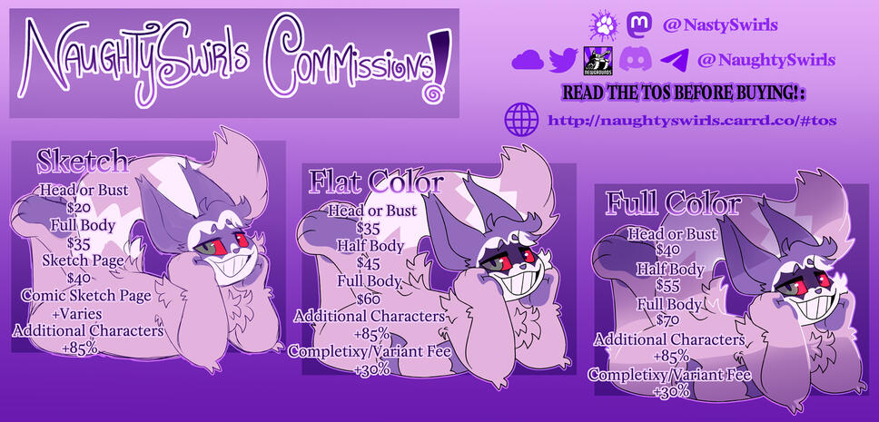 current 2025 commission sheet